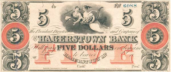 Hagerstown Bank - Obsolete Banknote